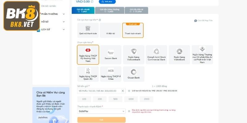 Gửi tiền bằng cách thanh toán nhanh