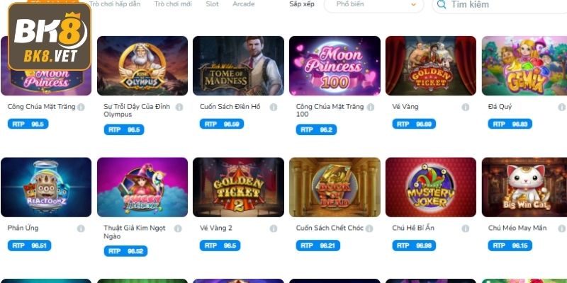 Top tựa game nổ hũ hấp dẫn tại nền tảng BK8